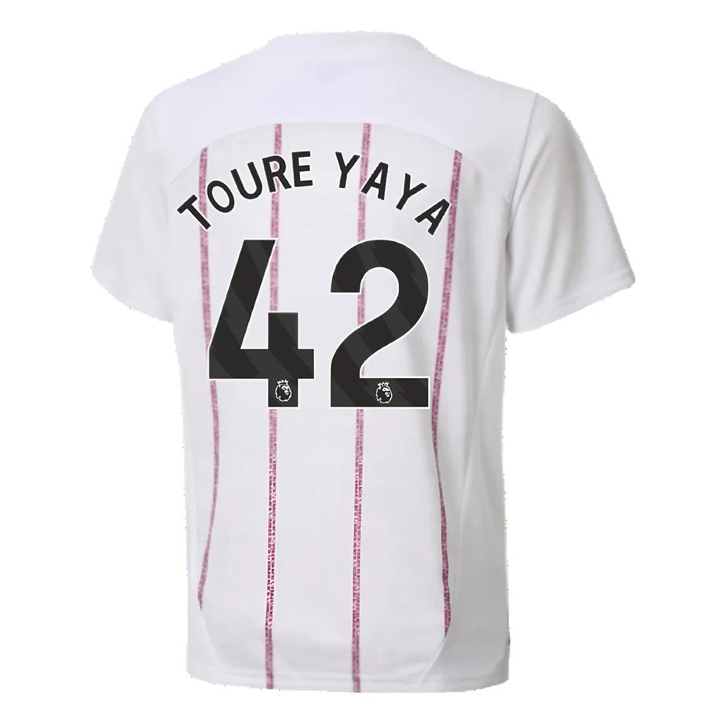 2024-2025 Man City Prematch SS Jersey (White) - Kids (Toure Yaya 42)_2