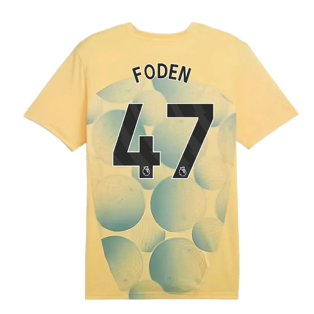 2024-2025 Man City Prematch SS Shirt (Flaxen) - Kids (Foden 47)_2