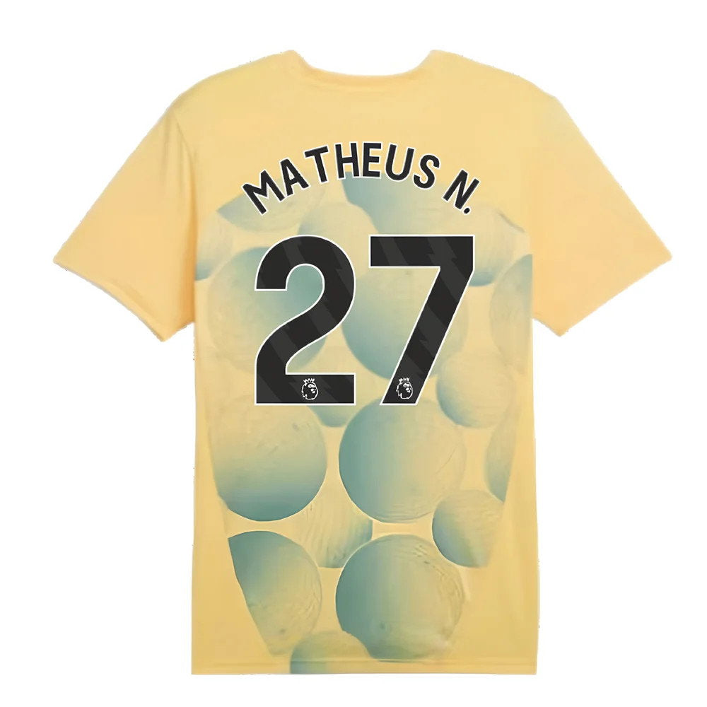 2024-2025 Man City Prematch SS Shirt (Flaxen) - Kids (Matheus N. 27)_2