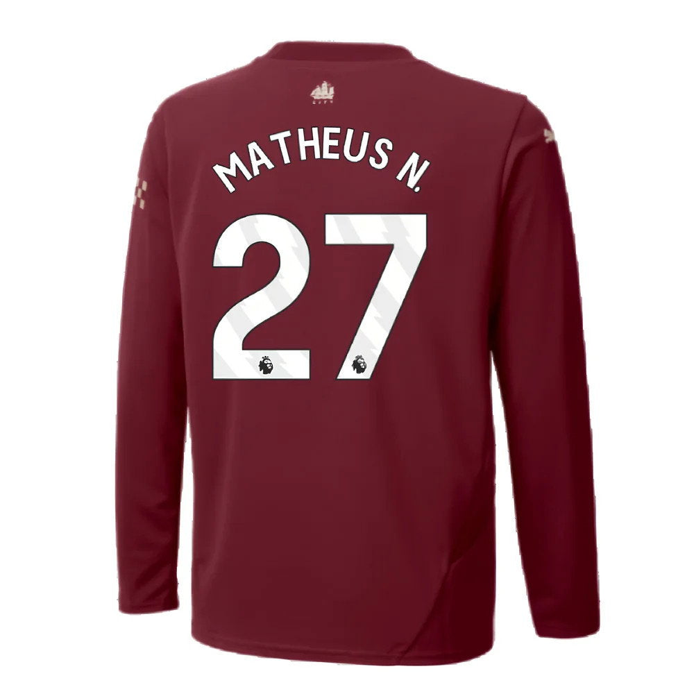2024-2025 Man City Third Long Sleeve Shirt (Kids) (Matheus N. 27)_2
