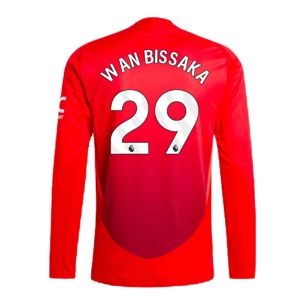 2024-2025 Man Utd Authentic Long Sleeve Home Shirt (Wan Bissaka 29)_2