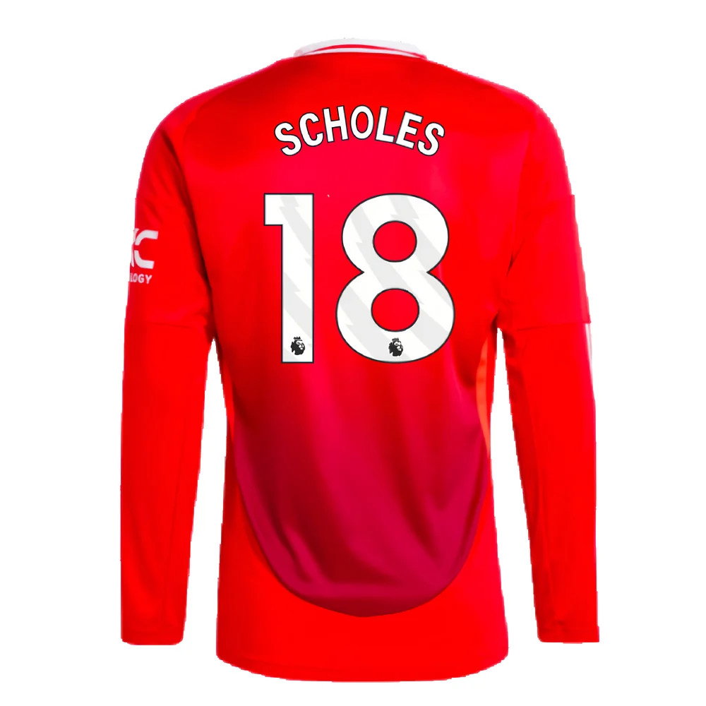 2024-2025 Man Utd Long Sleeve Home Shirt (Scholes 18)_2