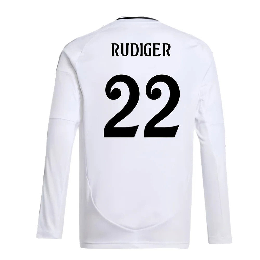 2024-2025 Real Madrid Long Sleeve Home Shirt (Kids) (Rudiger 22)_2