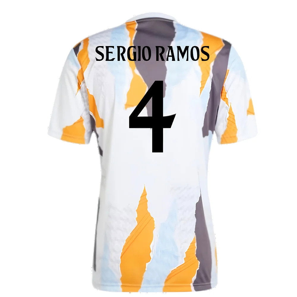2024-2025 Real Madrid Pre-Match Shirt (White/Crew Orange) (Sergio Ramos 4)_2