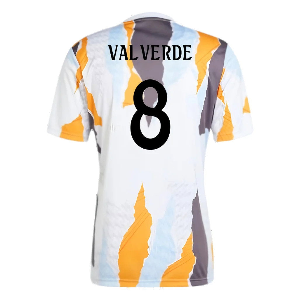 2024-2025 Real Madrid Pre-Match Shirt (White/Crew Orange) (Valverde 8)_2