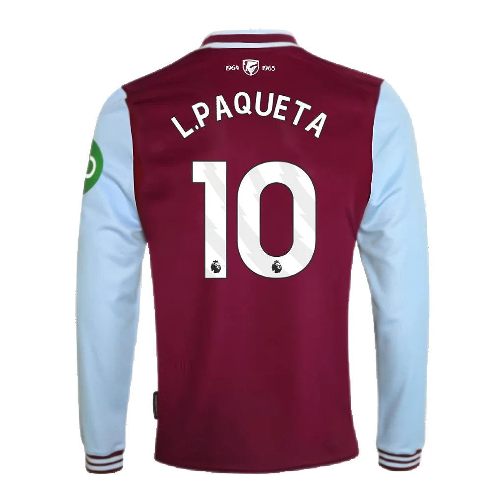 2024-2025 West Ham Long Sleeve Home Shirt (Kids) (L.Paqueta 10)_2