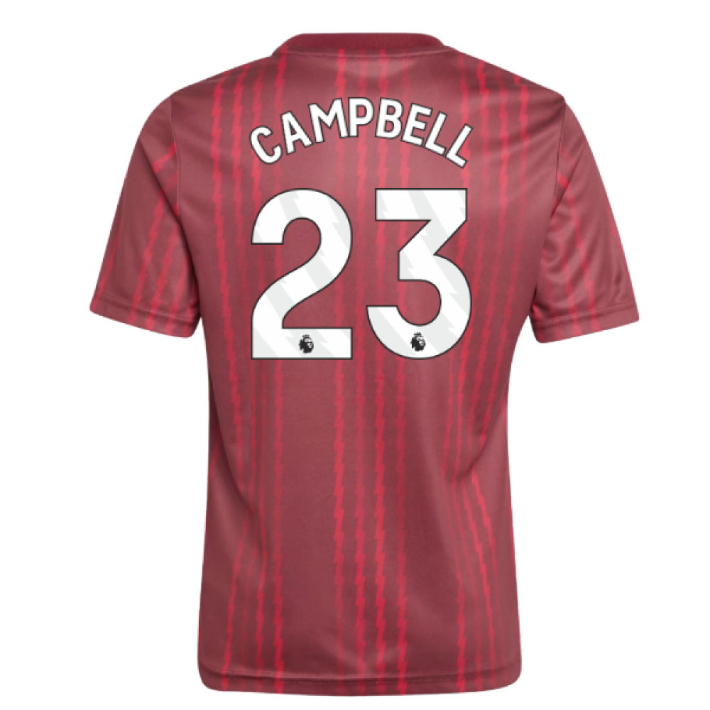 2025-2026 Arsenal Pre-Match Warm Up Shirt (Burgundy) - Kids (Campbell 23)_0