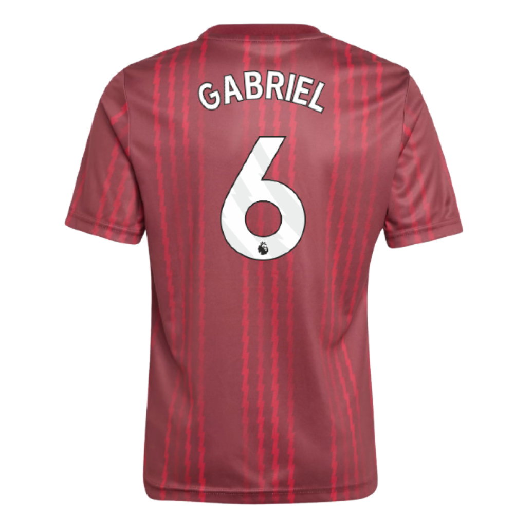 2025-2026 Arsenal Pre-Match Warm Up Shirt (Burgundy) - Kids (Gabriel 6)_0