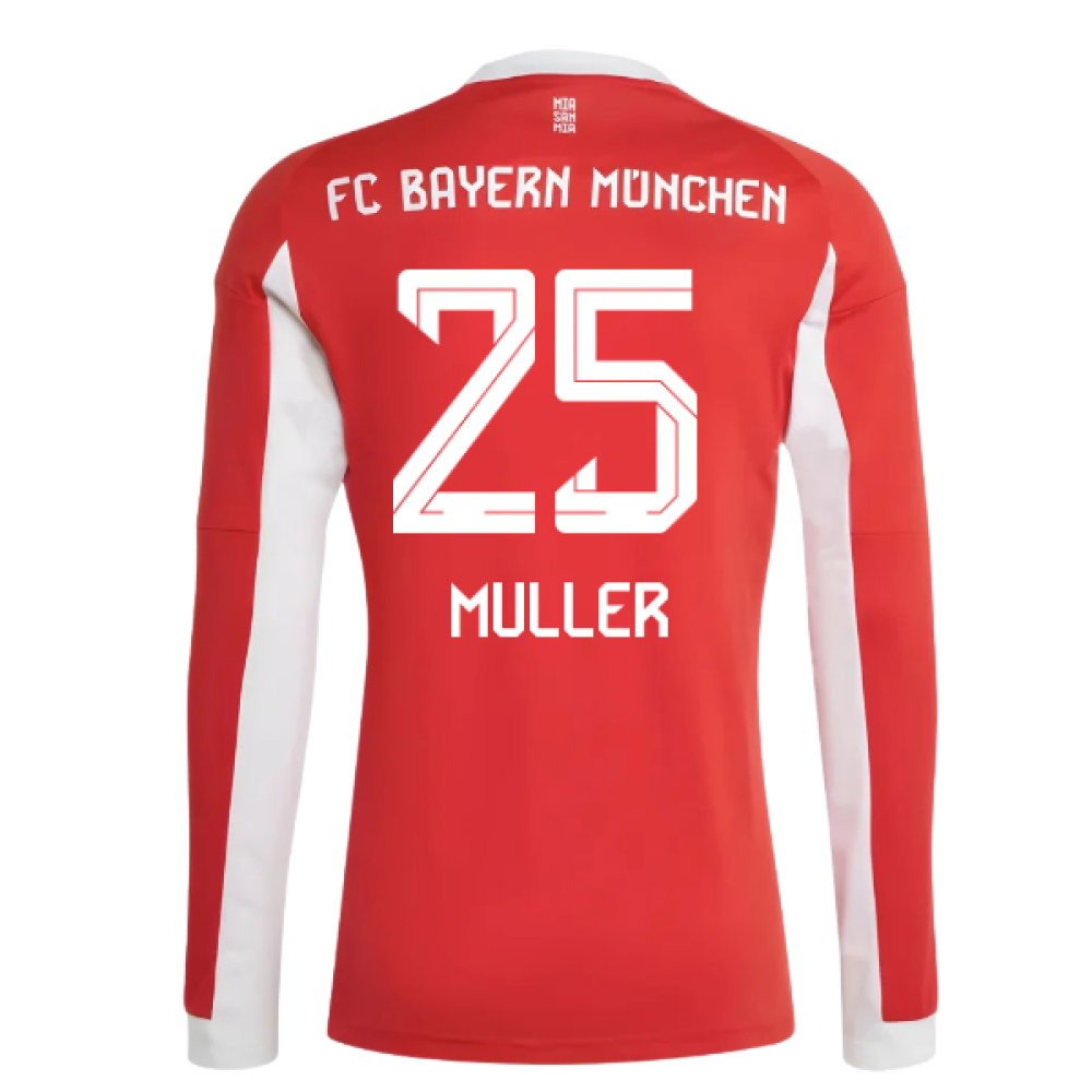 2025-2026 Bayern Munich Long Sleeve Home Shirt (Muller 25)_0