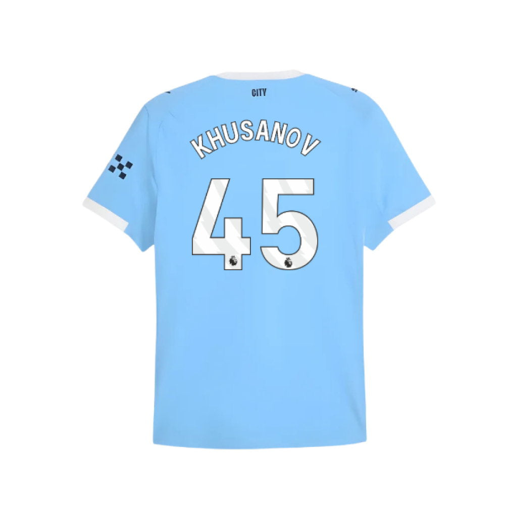 2025-2026 Man City Authentic Home Shirt (Khusanov 45)_0