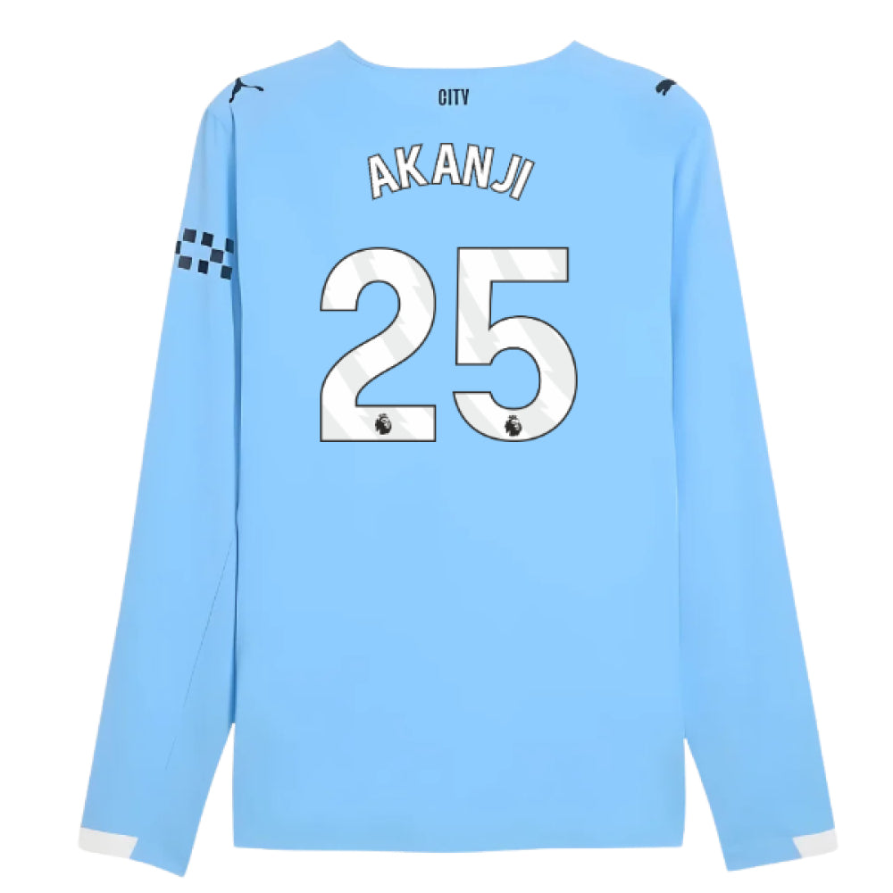 2025-2026 Man City Authentic Long Sleeve Home Shirt (Akanji 25)_0