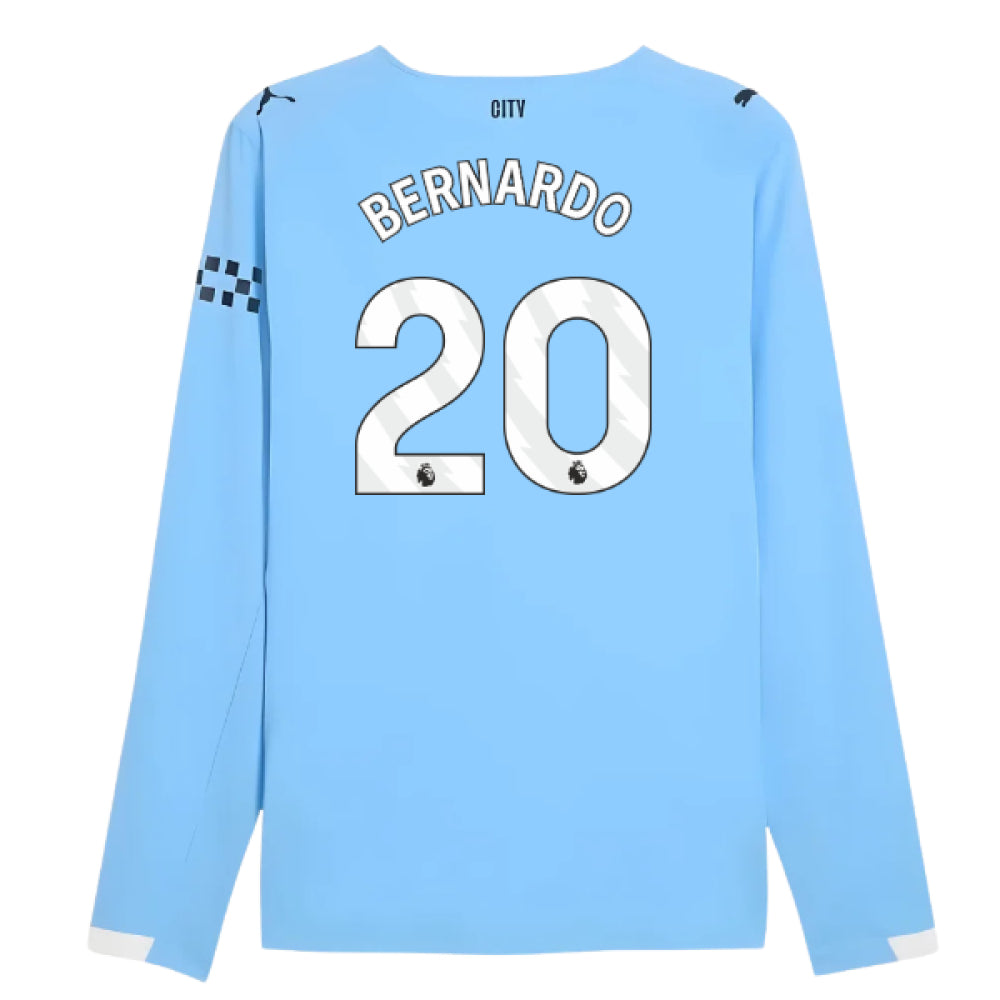 2025-2026 Man City Authentic Long Sleeve Home Shirt (Bernardo 20)_0