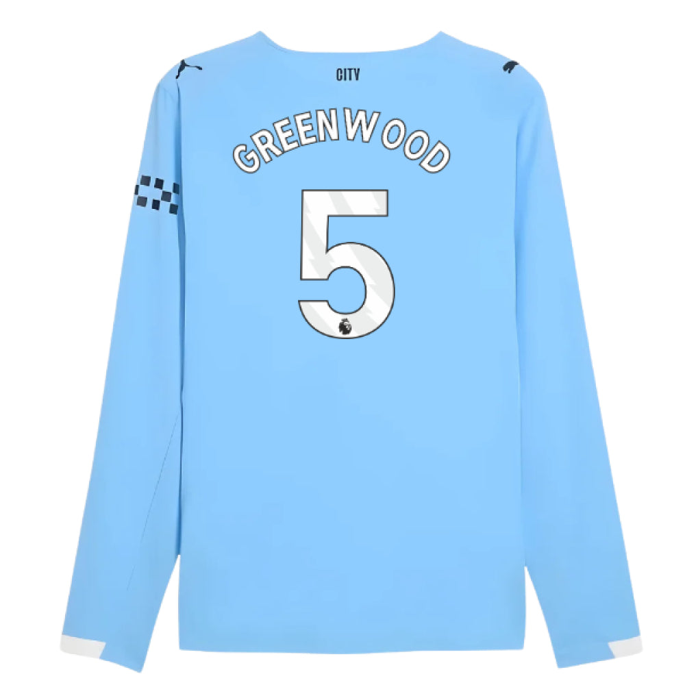 2025-2026 Man City Authentic Long Sleeve Home Shirt (Greenwood 5)_0