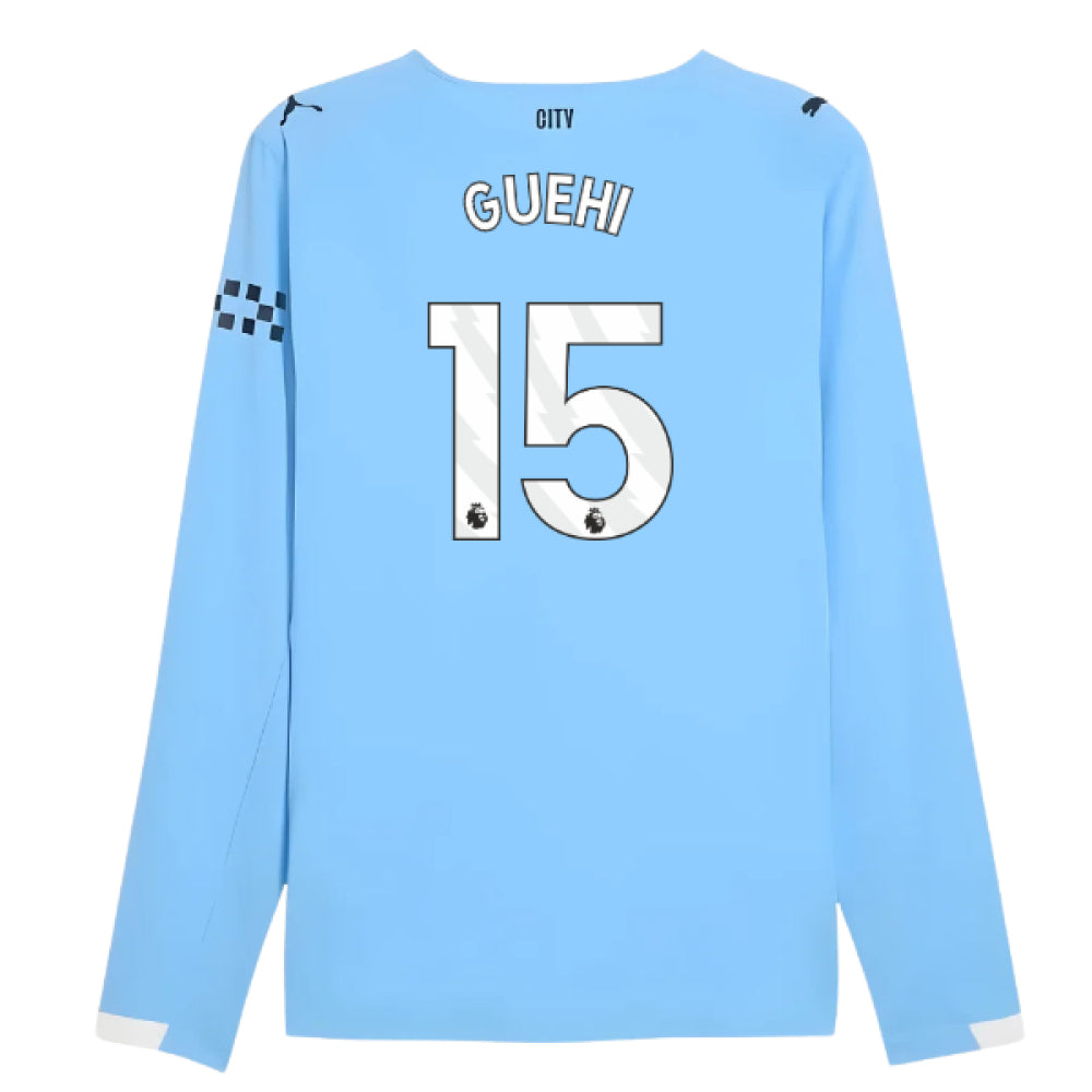 2025-2026 Man City Authentic Long Sleeve Home Shirt (Guehi 15)_0