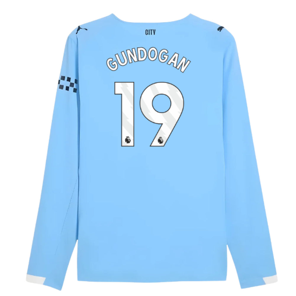 2025-2026 Man City Authentic Long Sleeve Home Shirt (Gundogan 19)_0