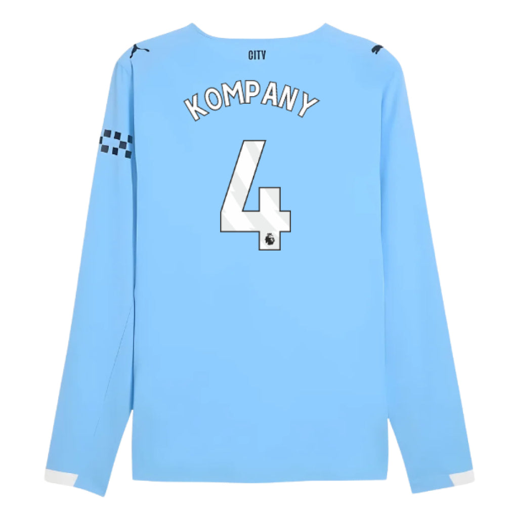 2025-2026 Man City Authentic Long Sleeve Home Shirt (Kompany 4)_0