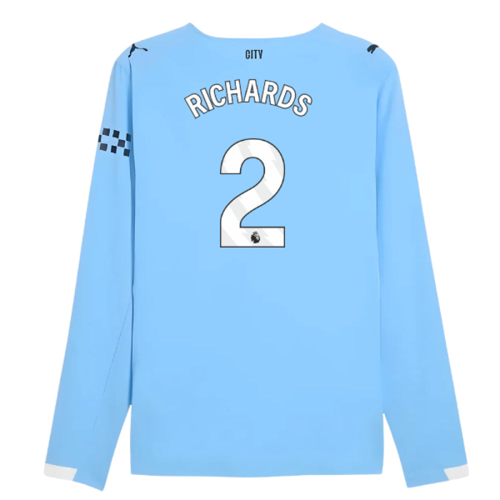 2025-2026 Man City Authentic Long Sleeve Home Shirt (Richards 2)_0
