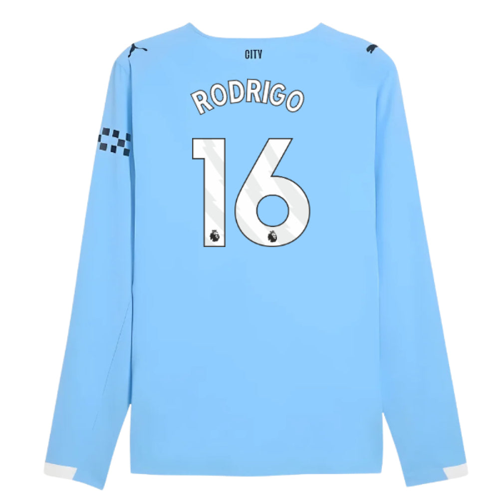 2025-2026 Man City Authentic Long Sleeve Home Shirt (Rodrigo 16)_0