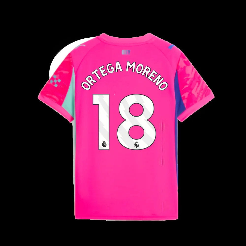 2025-2026 Man City Goalkeeper Home Shirt (Pink) - Kids (Ortega Moreno 18)_2