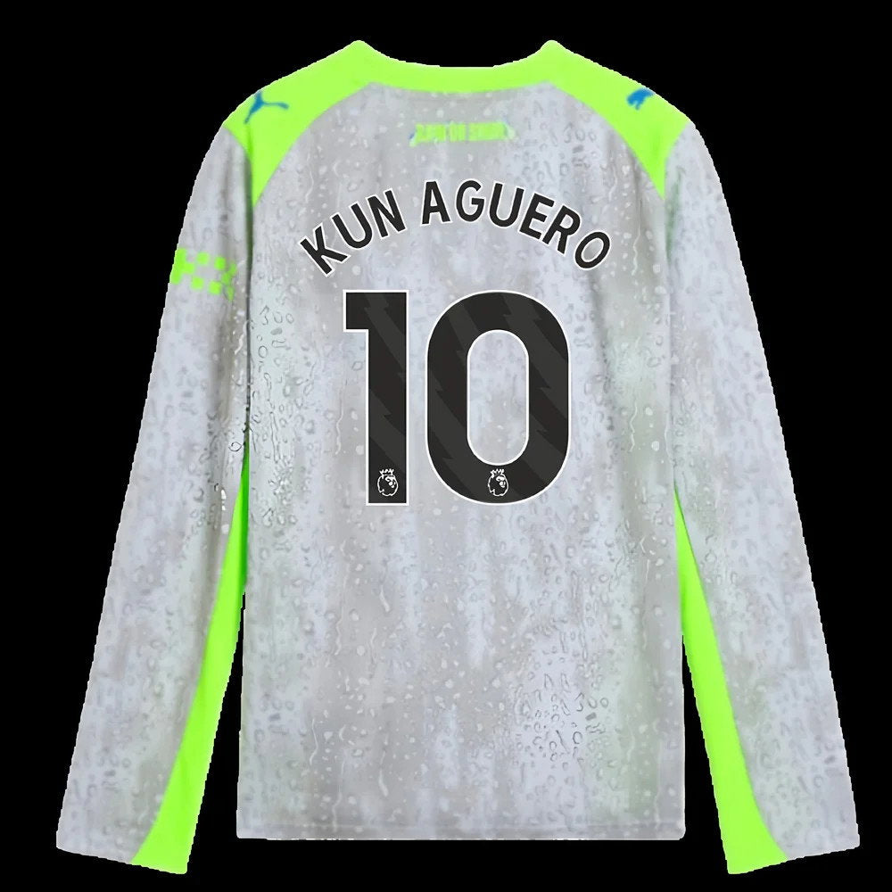 2025-2026 Man City Long Sleeve Third Shirt (Kids) (Kun Aguero 10)_0