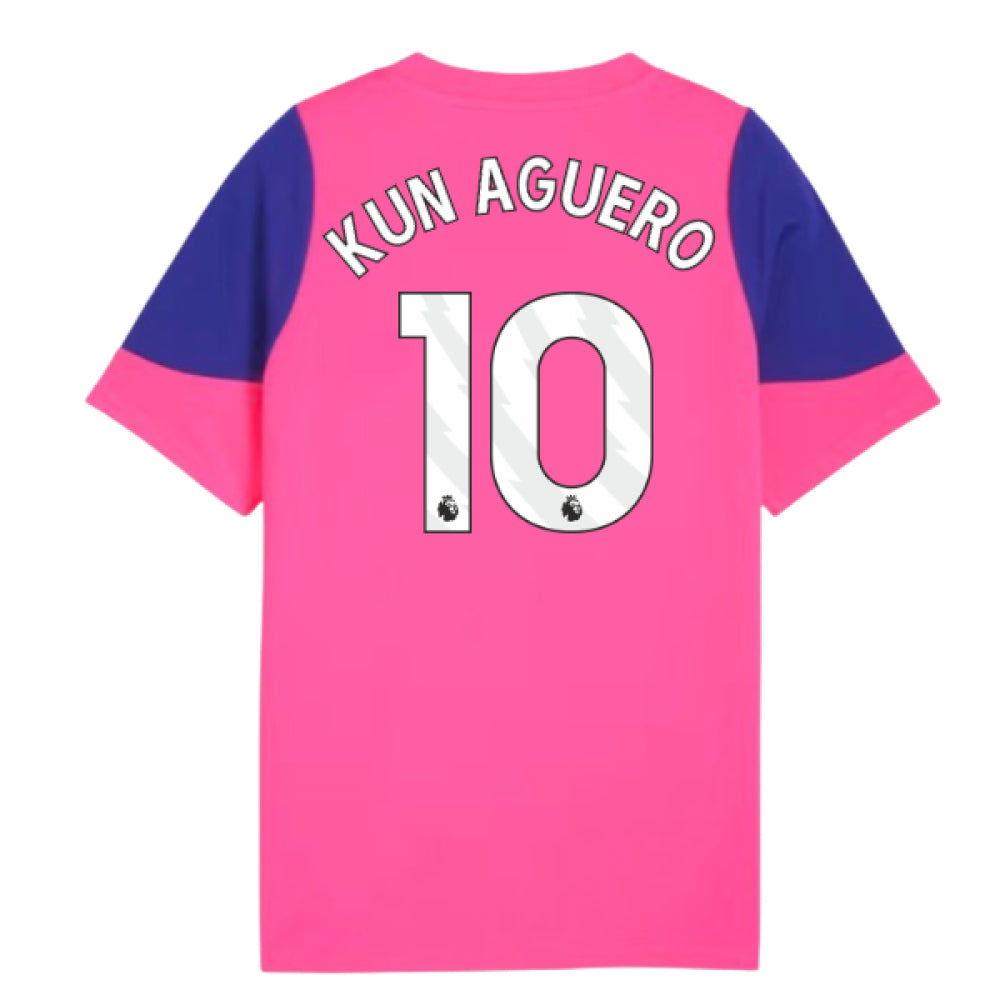 2025-2026 Man City Training Jersey (Fluro Pink) - Kids (Kun Aguero 10)_0