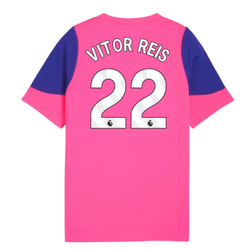 2025-2026 Man City Training Jersey (Fluro Pink) - Kids (Vitor Reis 22)_0