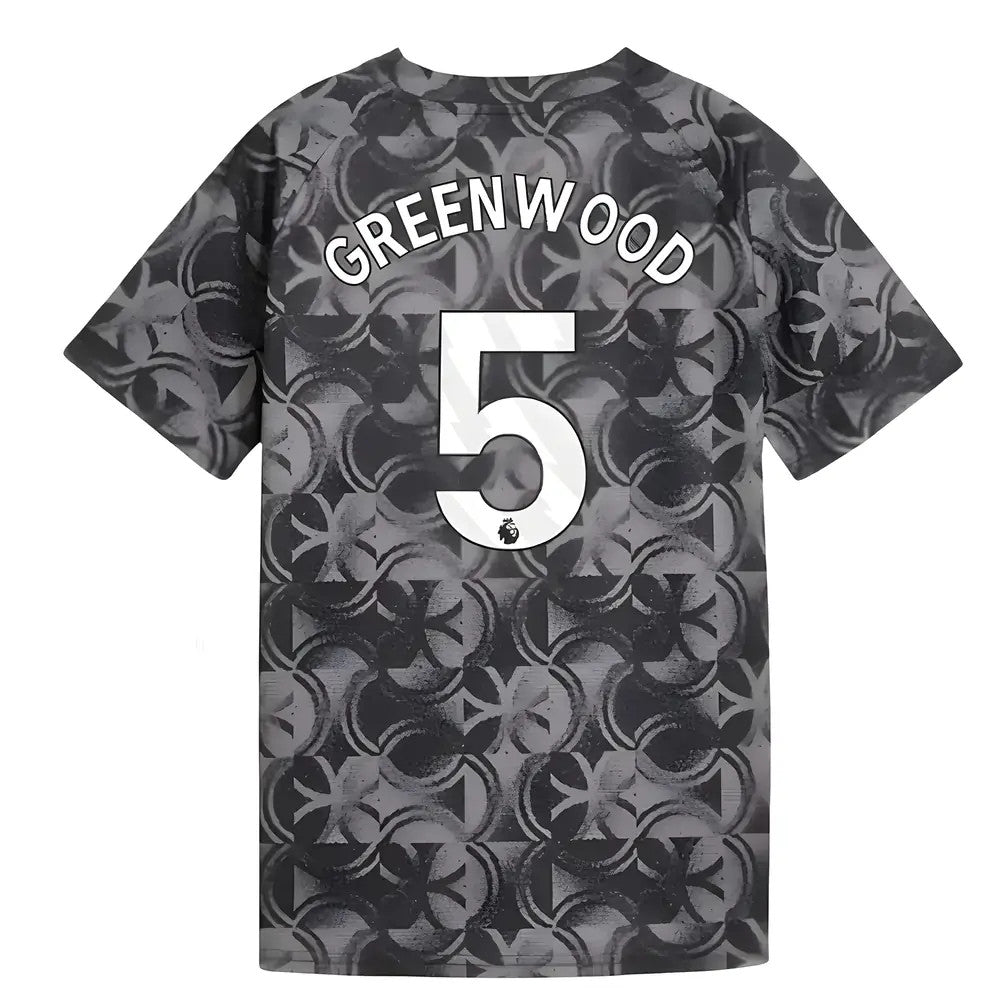2025-2026 Man City Warm Up Jersey (Black) - Kids (Greenwood 5)_0