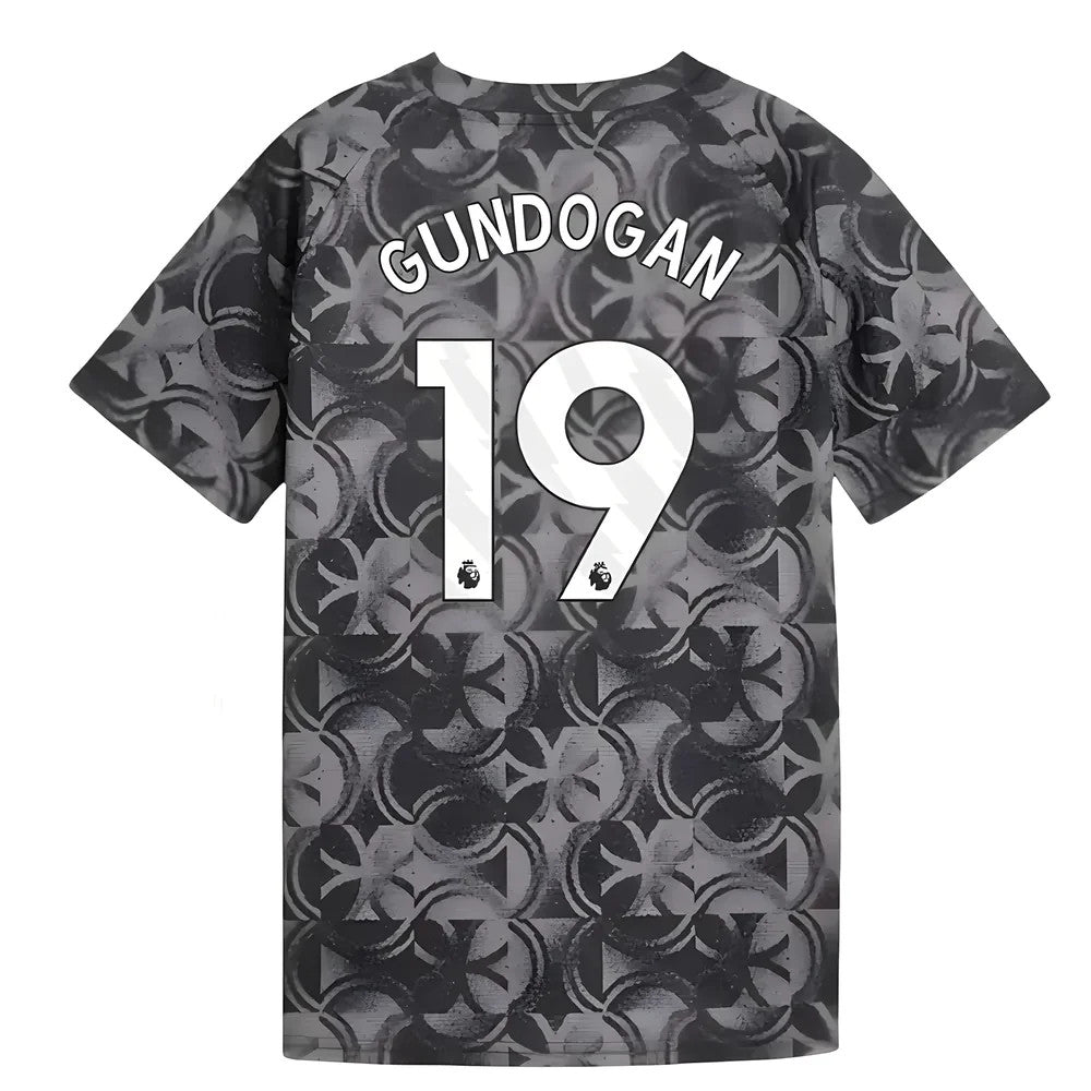2025-2026 Man City Warm Up Jersey (Black) - Kids (Gundogan 19)_0