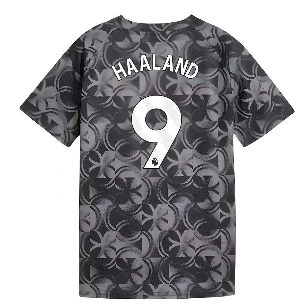 2025-2026 Man City Warm Up Jersey (Black) - Kids (Haaland 9)_0