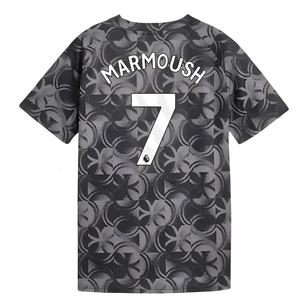 2025-2026 Man City Warm Up Jersey (Black) - Kids (Marmoush 7)_0