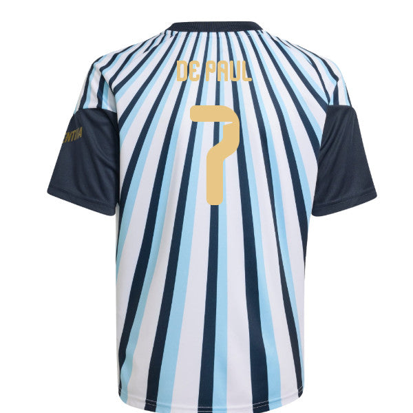2026-2027 Argentina Home Pre-Match Shirt (White) - Kids (De Paul 7)_0