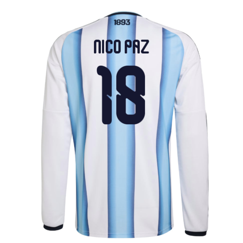 2026-2027 Argentina Long Sleeve Home Shirt (Nico Paz 18)_0