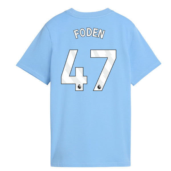 2026-2027 Man City FtblCulture Tee (Light Blue) - Kids (Foden 47)_0