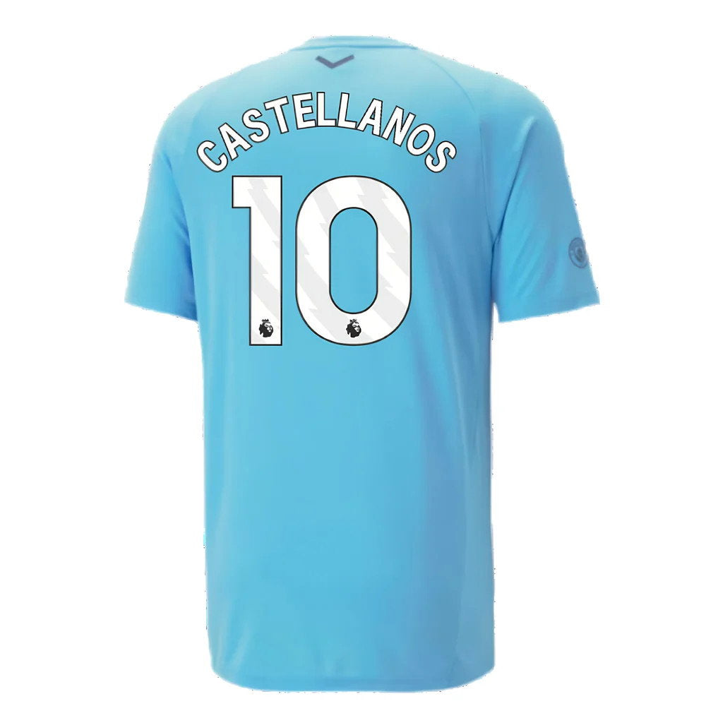 2023-2024 Man City Casuals Tee (Blue Wash) - Kids (Castellanos 10)_2
