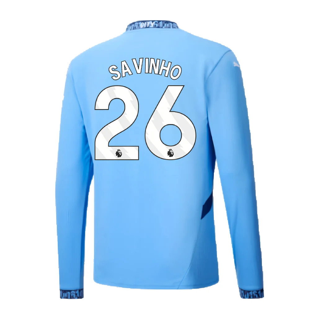 2024-2025 Man City Home Long Sleeve Shirt (Savinho 26)_2