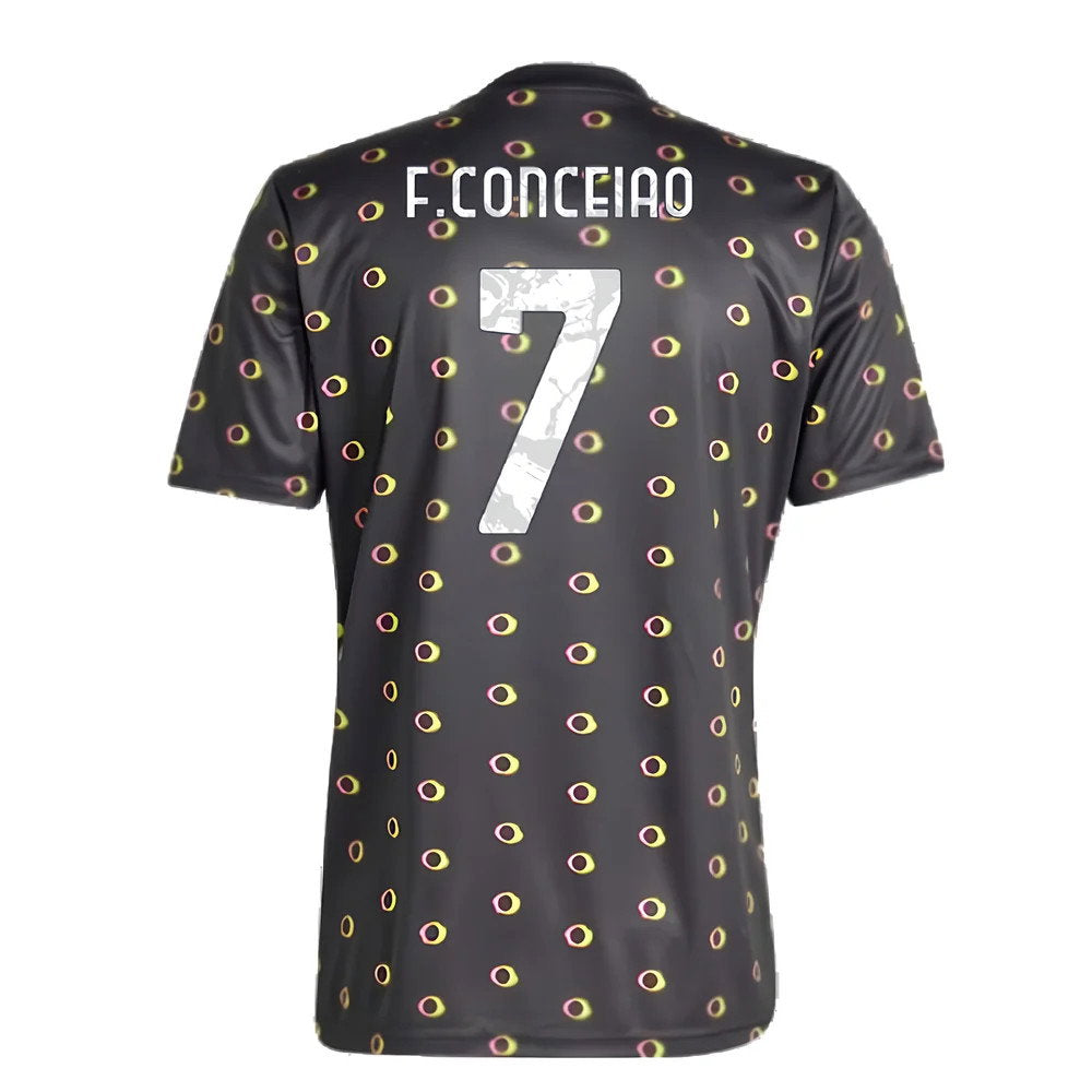 2024-2025 Juventus Pre-Match Shirt (Black) (F.Conceiao 7)_2