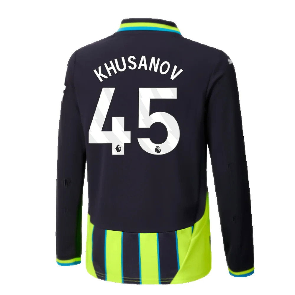 2024-2025 Man City Away Long Sleeve Shirt (Kids) (Khusanov 45)_2