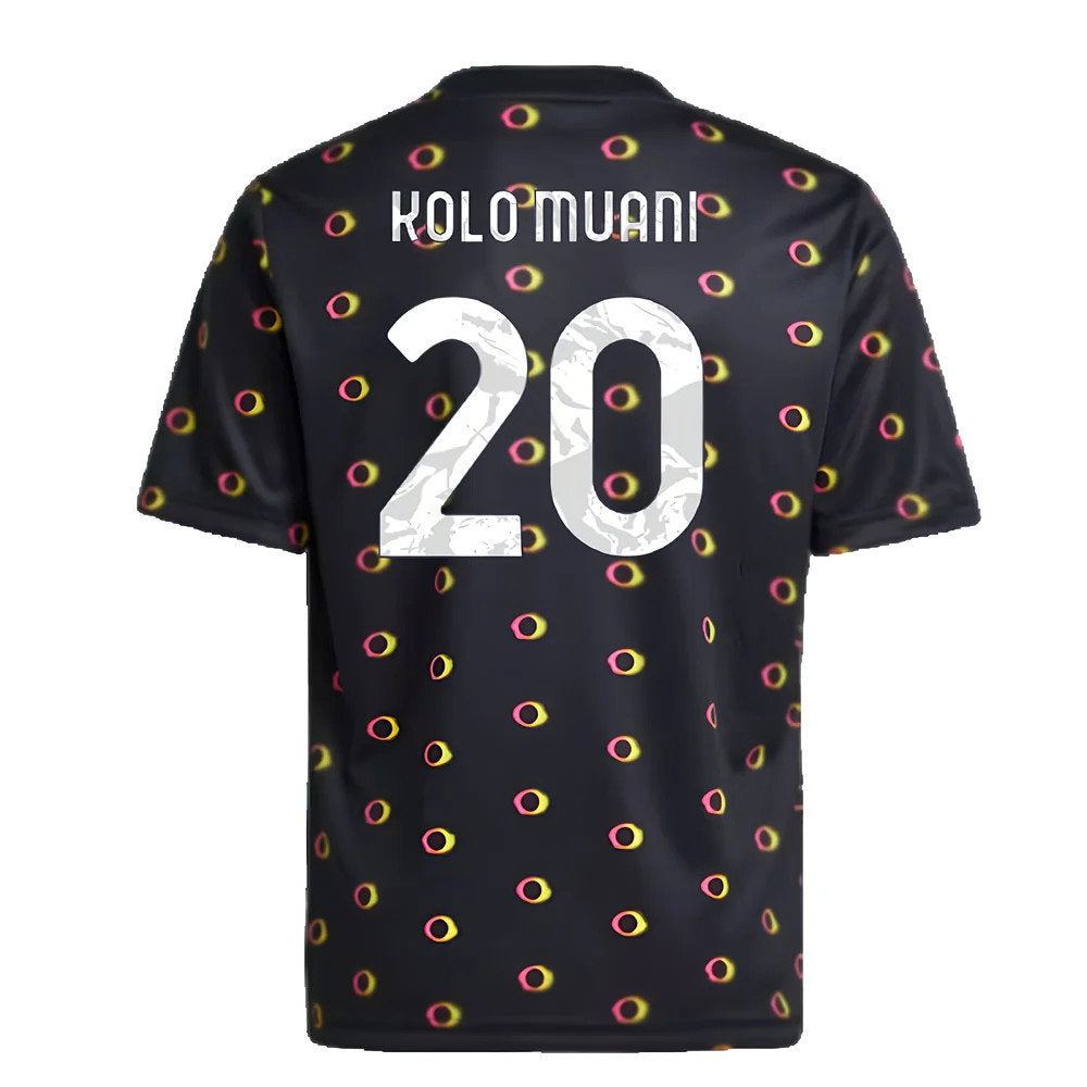 2024-2025 Juventus Pre-Match Shirt (Black) - Kids (Kolo Muani 20)_2