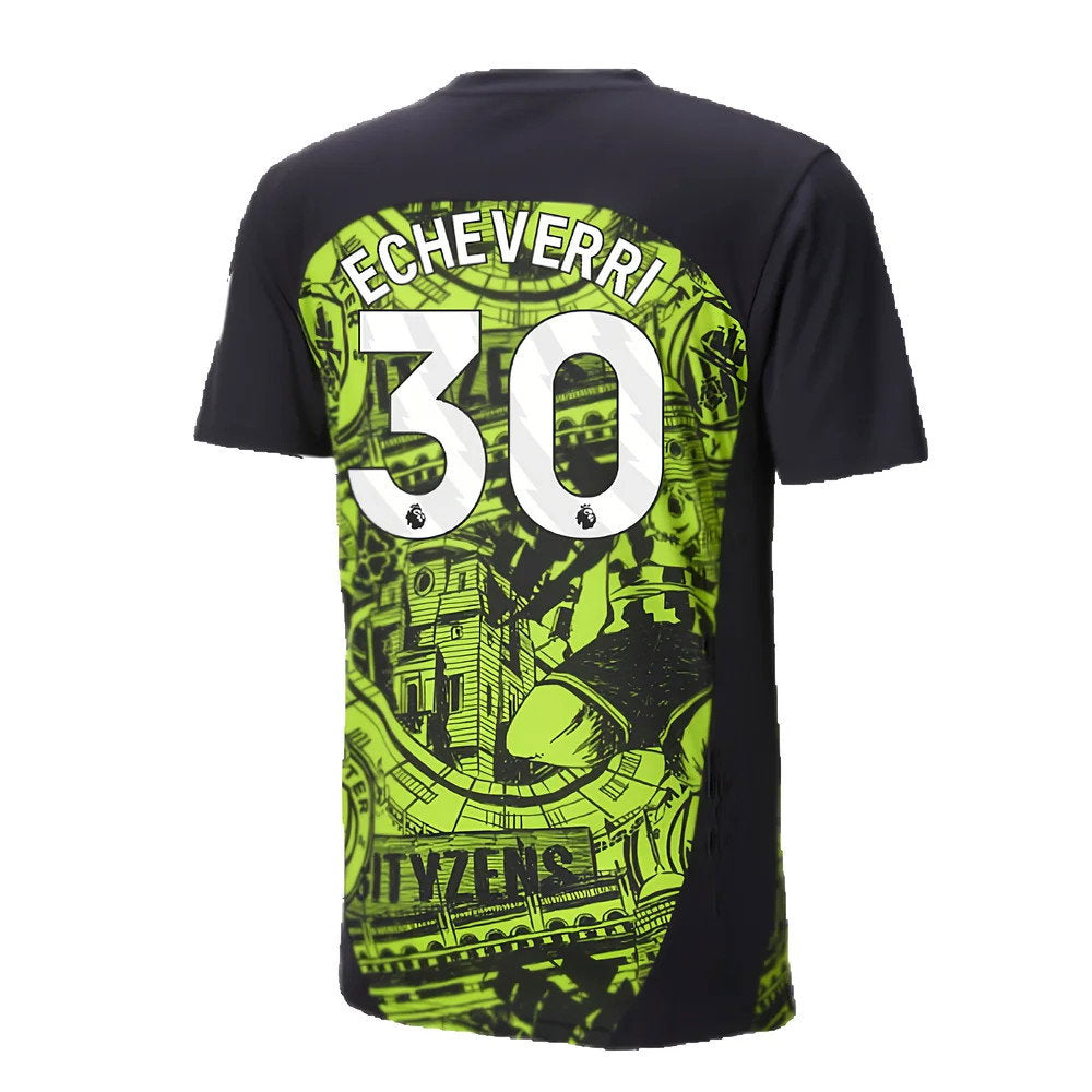 2024-2025 Man City Pre-Match Shirt (Yellow Glow) (Echeverri 30)_2