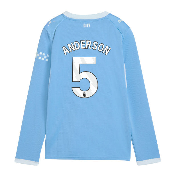 2026-2027 Man City Home Long Sleeve Shirt (Kids) (Anderson 5)_0