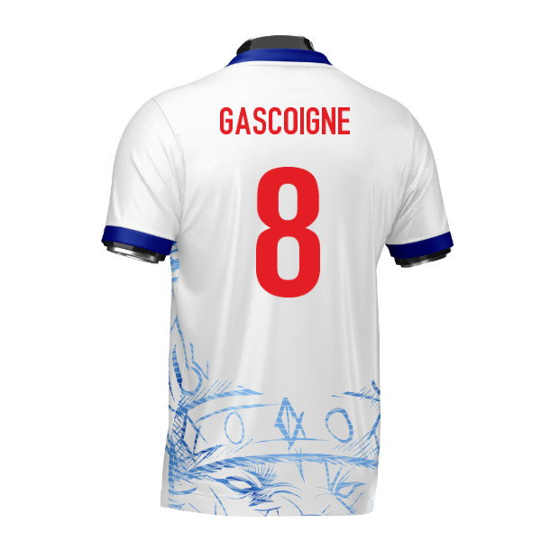 England Heritage Football Jersey White/Blue (Wolvate) Adult Short Sleeve (Gascoigne 8)_0