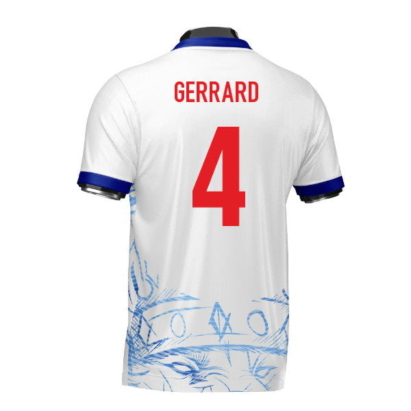 England Heritage Football Jersey White/Blue (Wolvate) Adult Short Sleeve (Gerrard 4)_0
