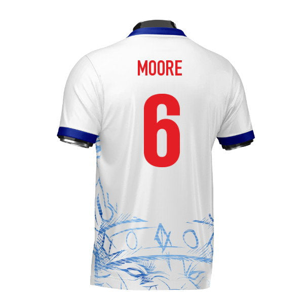 England Heritage Football Jersey White/Blue (Wolvate) Adult Short Sleeve (Moore 6)_0