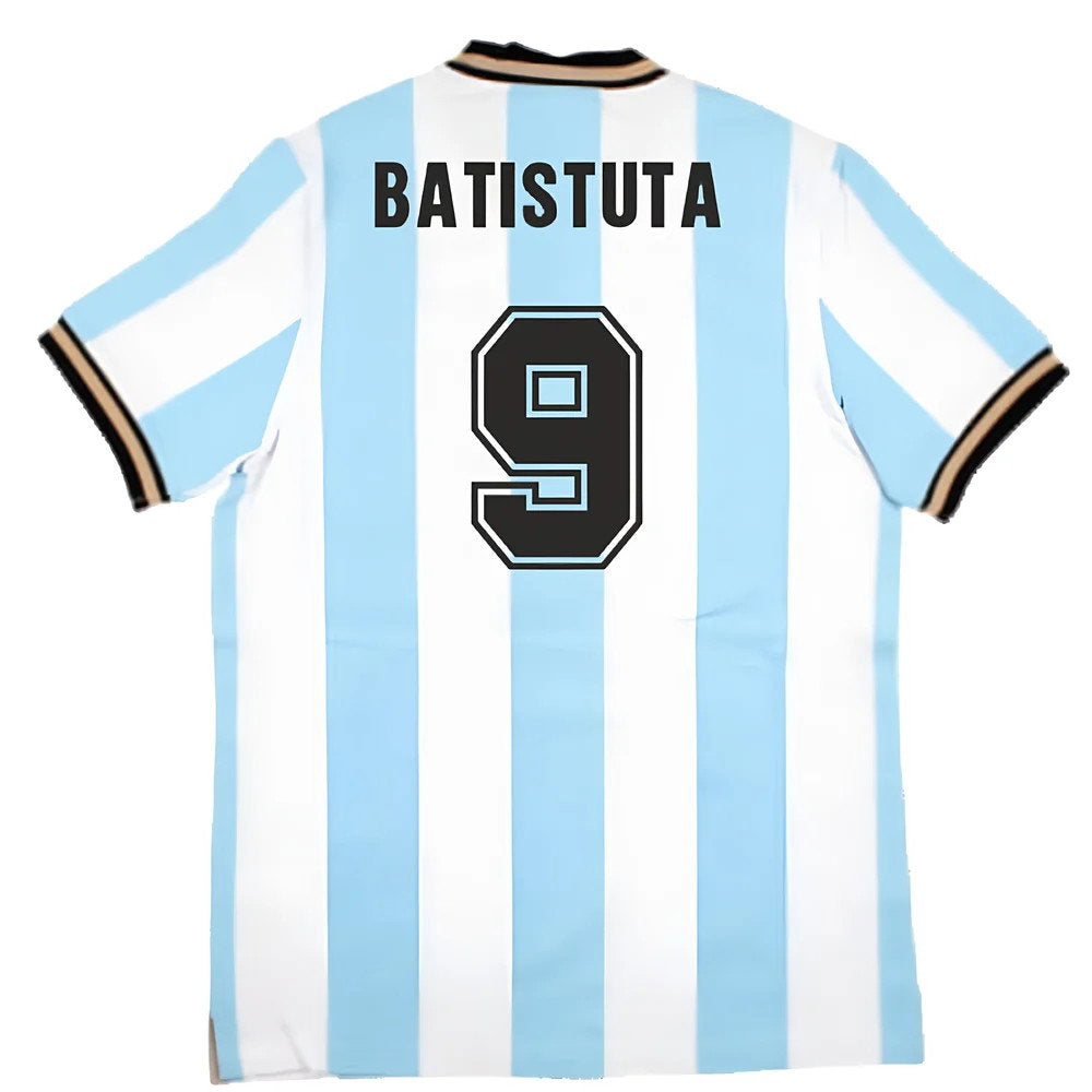 False Nein Argentina Home Vintage Shirt (BATISTUTA 9)_2