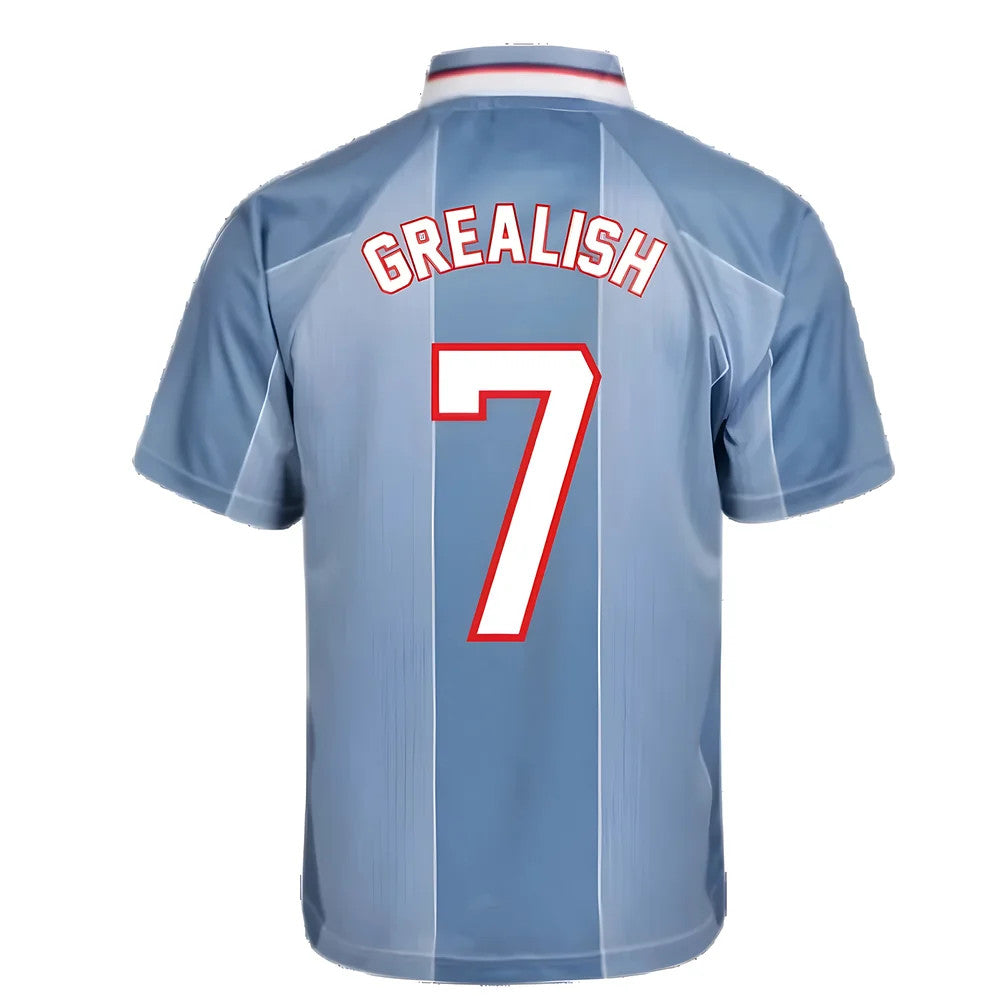 Score Draw England 1996 Away Euro Championship Retro Football Shirt (Grealish 7)_2