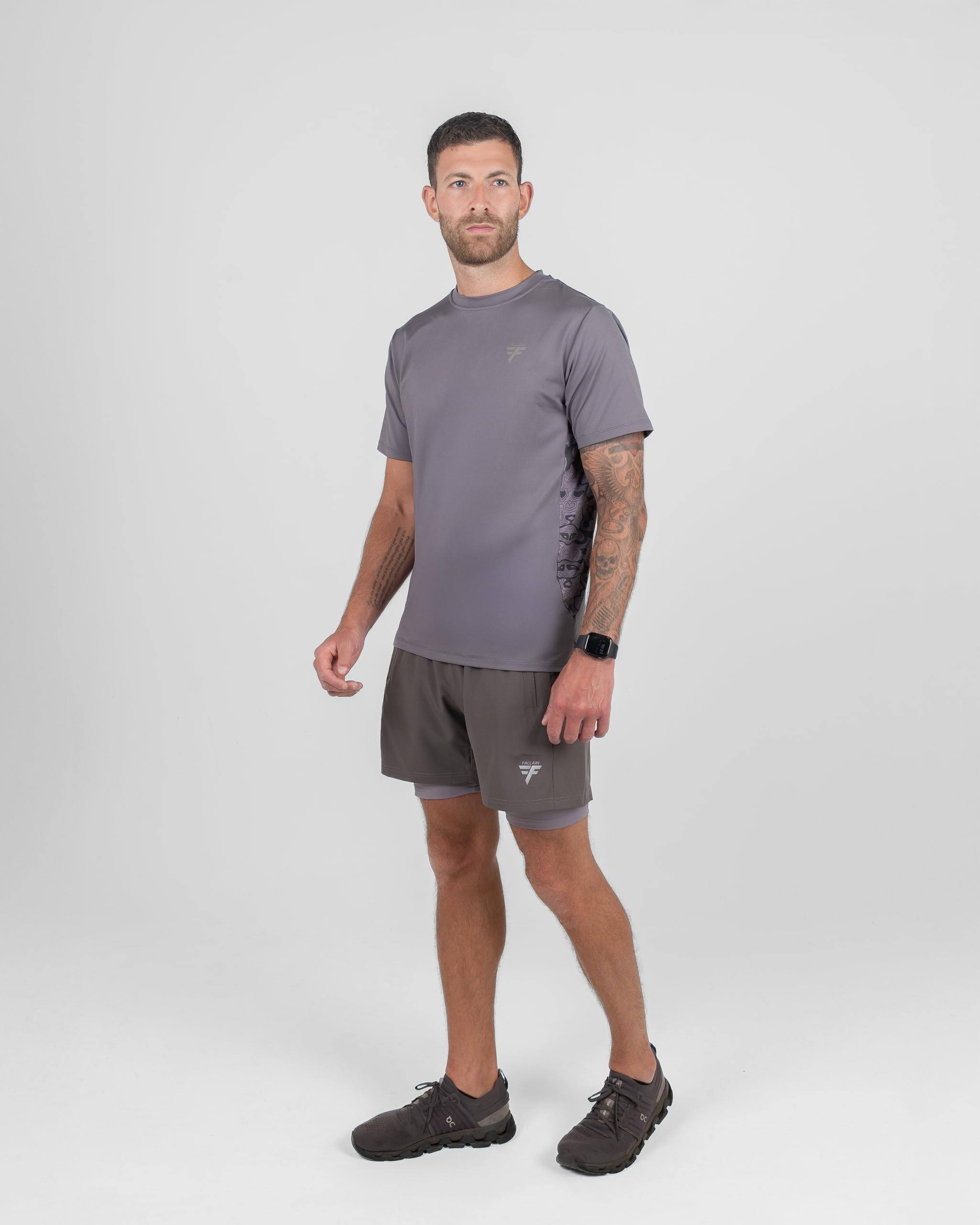 Fallain Athletic T-Shirt, Two-Tone, Performance Fit, Training, Crew Neck, Adult, 86% Polyester/14% Elastane
