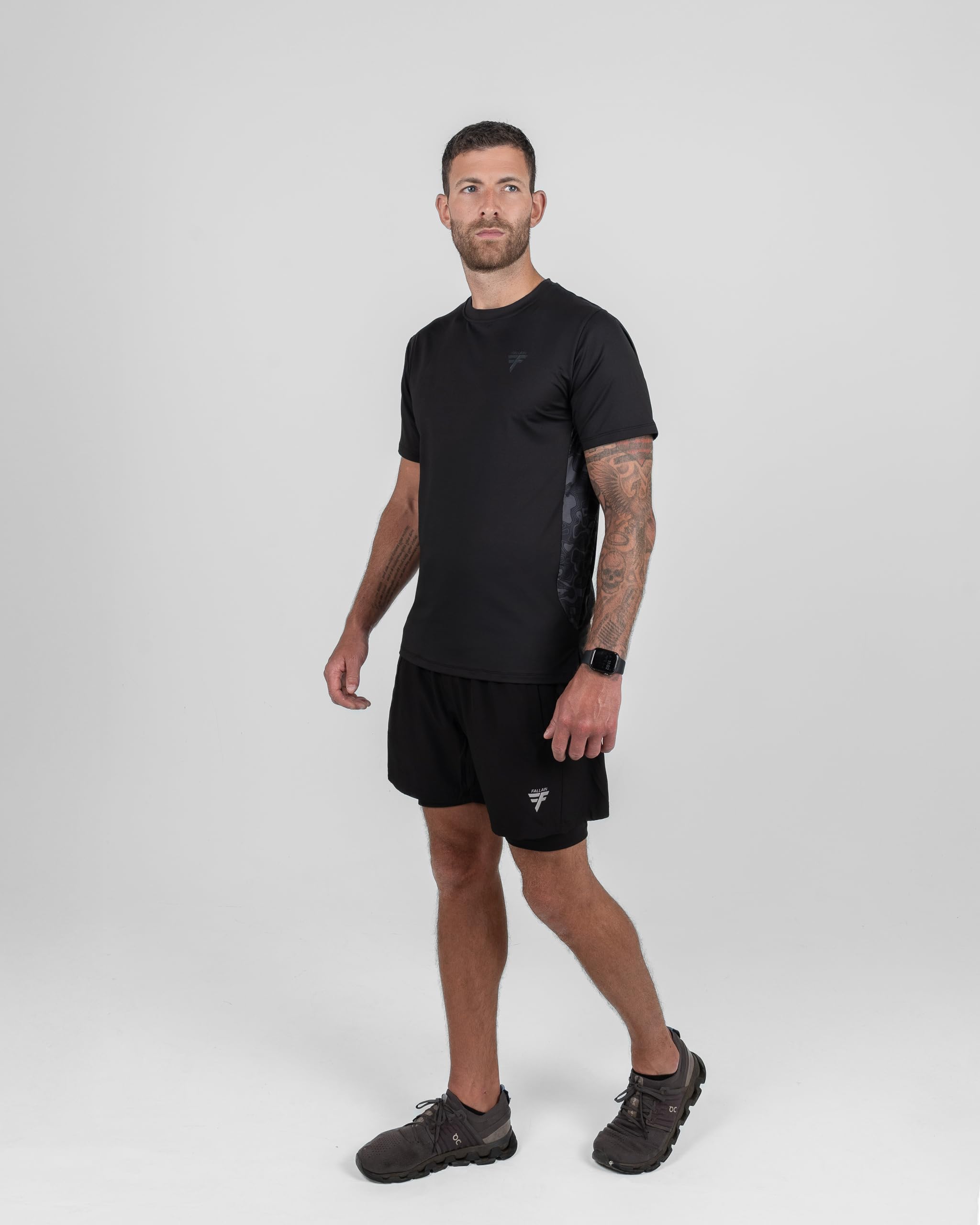 Fallain Athletic T-Shirt, Two-Tone, Performance Fit, Training, Crew Neck, Adult, 86% Polyester/14% Elastane