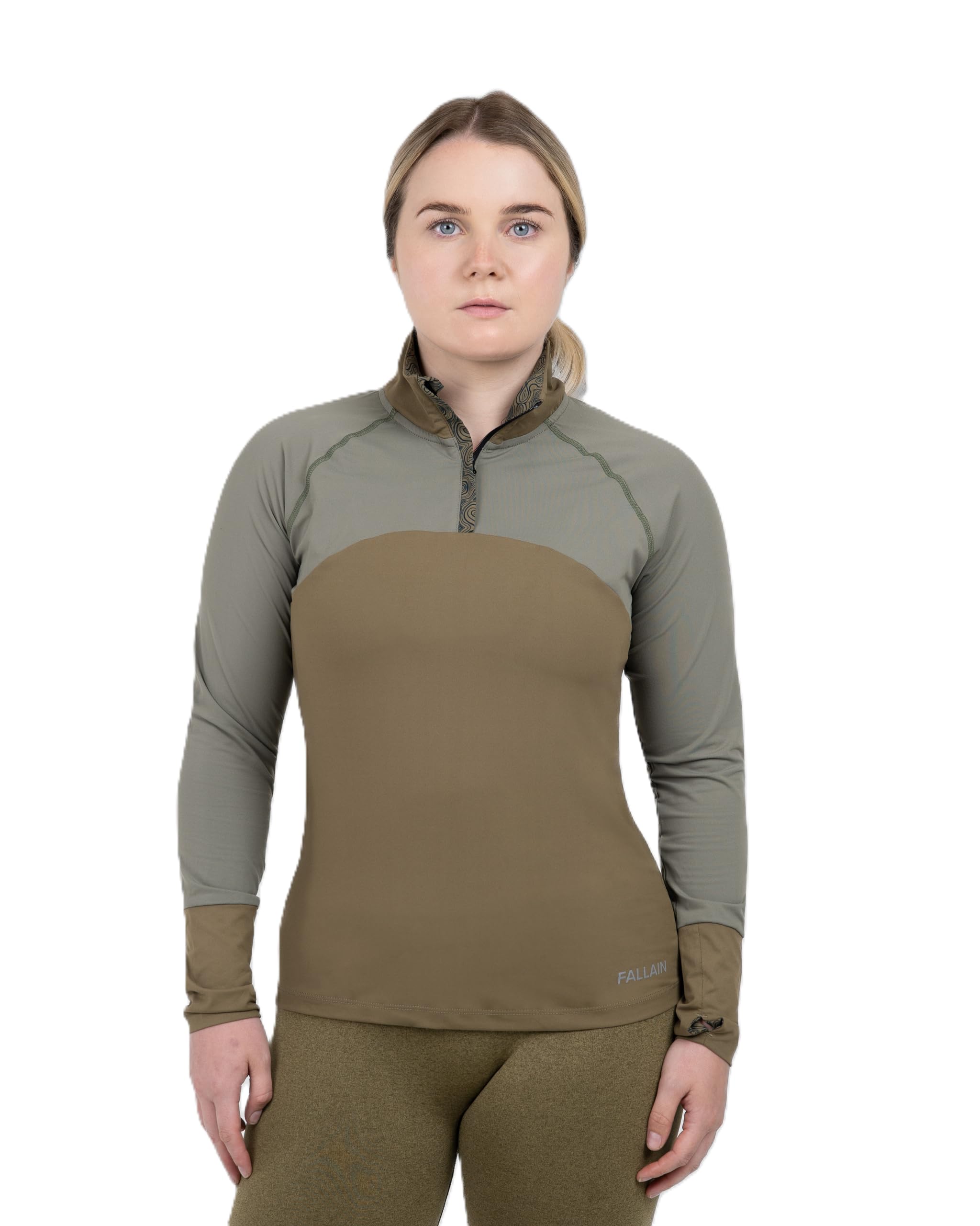 Fallain Fitness Women's Quarter Zip Performance Top, Polyester/Elastane Blend, Athletic, Slim Fit, Adult