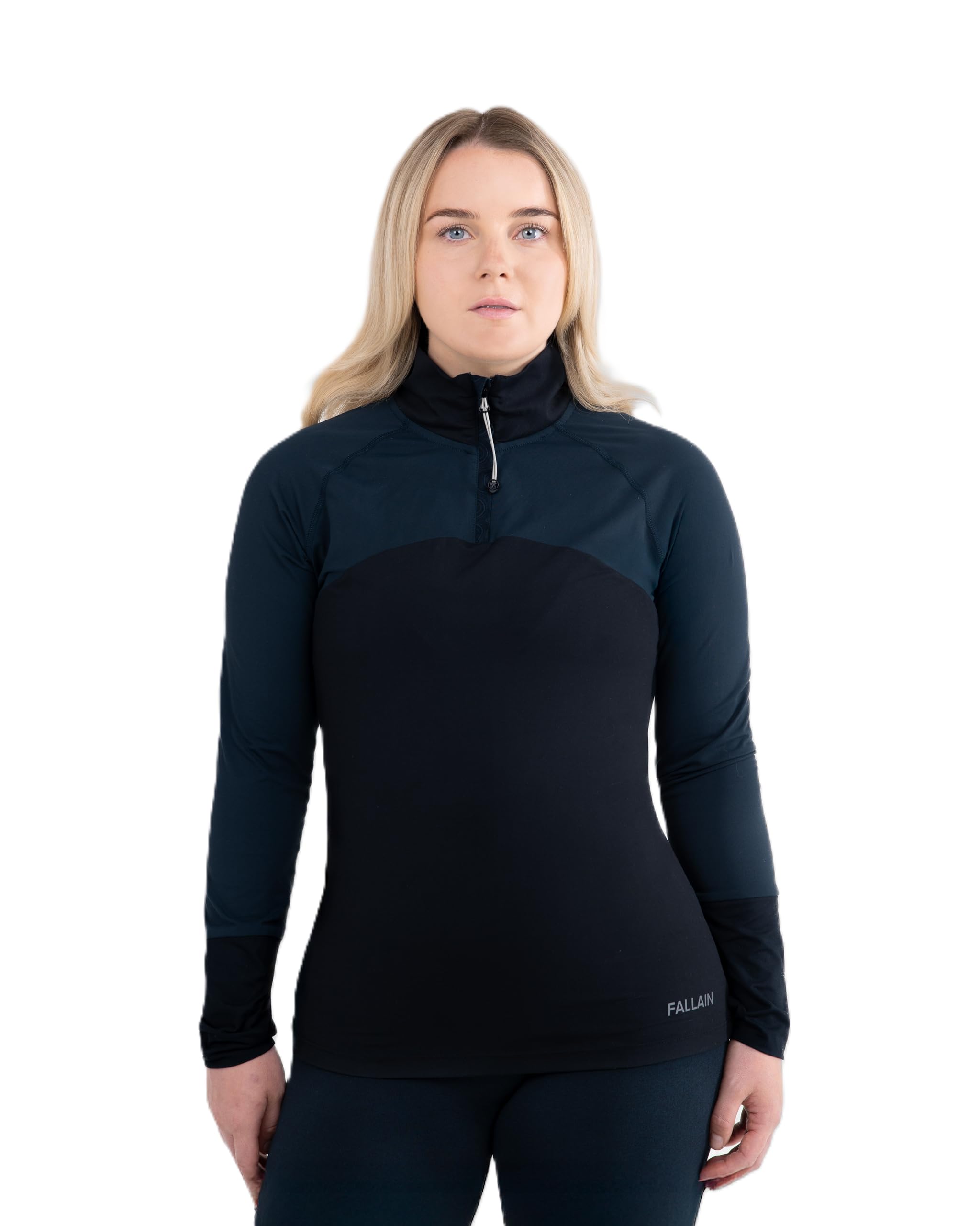 Fallain Fitness Women's Quarter Zip Performance Top, Polyester/Elastane Blend, Athletic, Slim Fit, Adult
