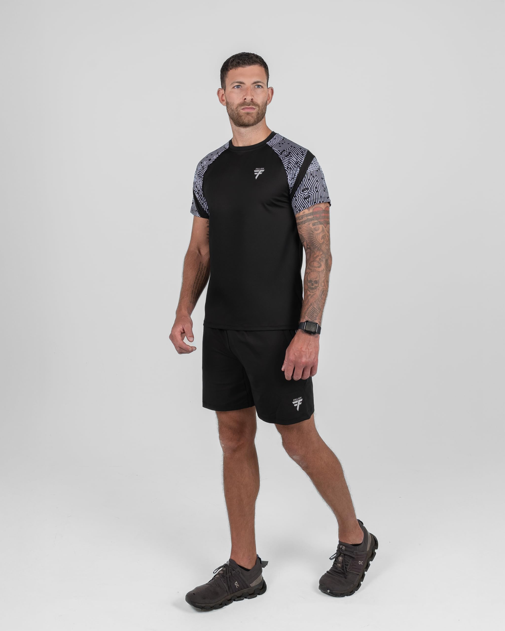 Fallain Fitness Tusail Dubh Performance T-Shirt, Black, XS-XL, Athletic Fit, Celtic-Inspired Training Tee, 90% Polyester/10% Elastane, Short Sleeve